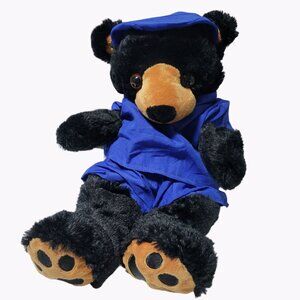 Teddy Mountain Black Bear 15 inch Plush Blue Shirt Shorts Hat Stuffed Animal Toy